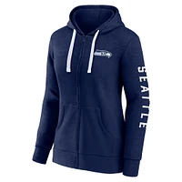 Sweat à capuche entièrement zippé pour femmes Fanatics Heather College Navy Seattle Seahawks grande taille City Ties