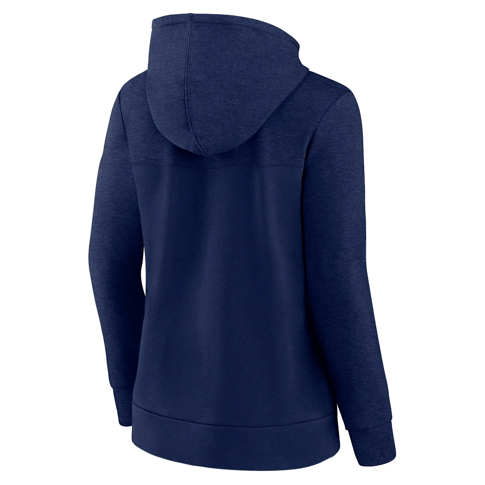 Sweat à capuche entièrement zippé pour femmes Fanatics Heather College Navy Seattle Seahawks grande taille City Ties