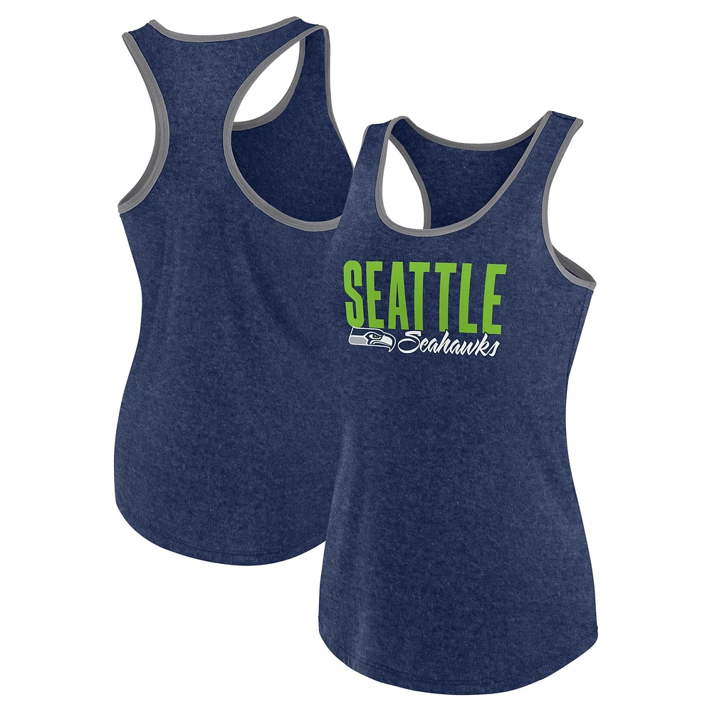 Débardeur de carburant grande taille Fanatics Heather College Navy Seattle Seahawks pour femmes