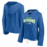 Women's Fanatics Heather Royal Seattle Seahawks First Team Cropped Lightweight Hooded Top