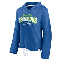 Women's Fanatics Heather Royal Seattle Seahawks First Team Cropped Lightweight Hooded Top