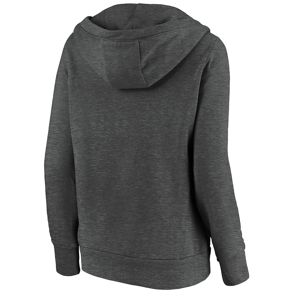 Women's Fanatics Heathered Charcoal Seattle Seahawks First String V-Neck Pullover Hoodie