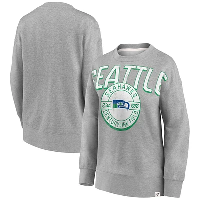 Women's Fanatics Heathered Gray Seattle Seahawks Jump Distribution Tri-Blend Pullover Sweatshirt