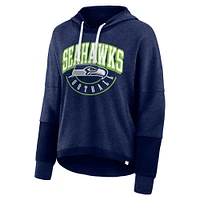 Sweat à capuche pour femmes Fanatics Navy Seattle Seahawks Lightewight Modest Crop Lounge Casque Arch