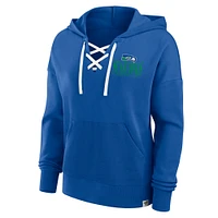 Women's Fanatics Royal Seattle Seahawks Blitz Left Lace-Up Pullover Hoodie