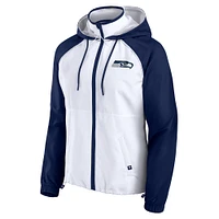 Veste à capuche anorak entièrement zippée blanche Fanatics pour femme des Seattle Seahawks