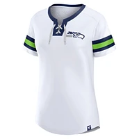 T-shirt à lacets Fanatics blanc Seattle Seahawks Sunday Best pour femmes