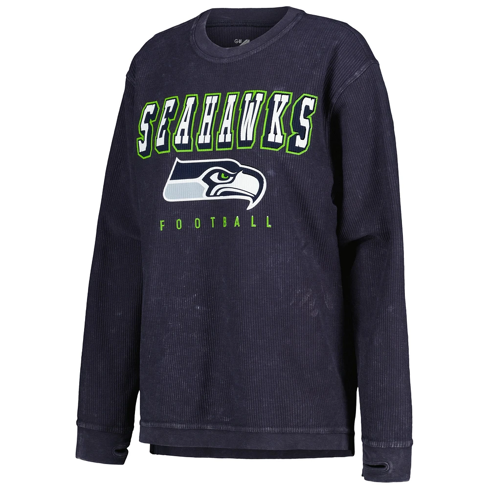 Women's G-III 4Her by Carl Banks College Navy Seattle Seahawks Comfy Cord Pullover Sweatshirt