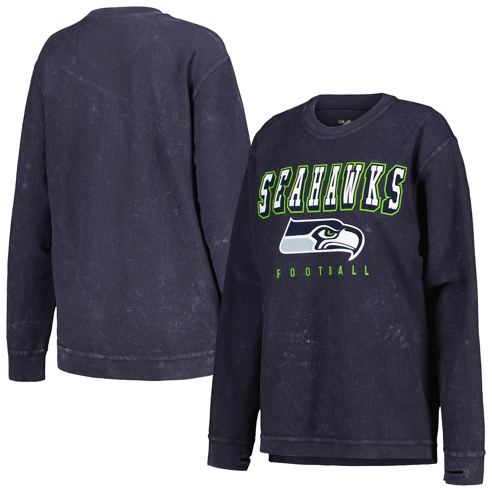 Women's G-III 4Her by Carl Banks College Navy Seattle Seahawks Comfy Cord Pullover Sweatshirt