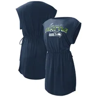 Women's G-III 4Her by Carl Banks College Navy Seattle Seahawks G.O.A.T. Swimsuit Cover-Up - Dress