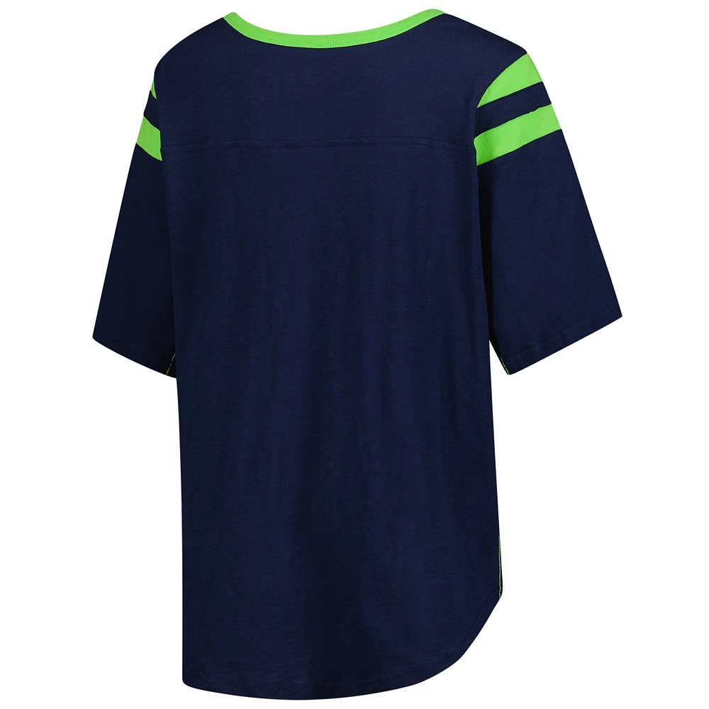 Women's G-III 4Her by Carl Banks College Navy Seattle Seahawks Plus Linebacker T-Shirt