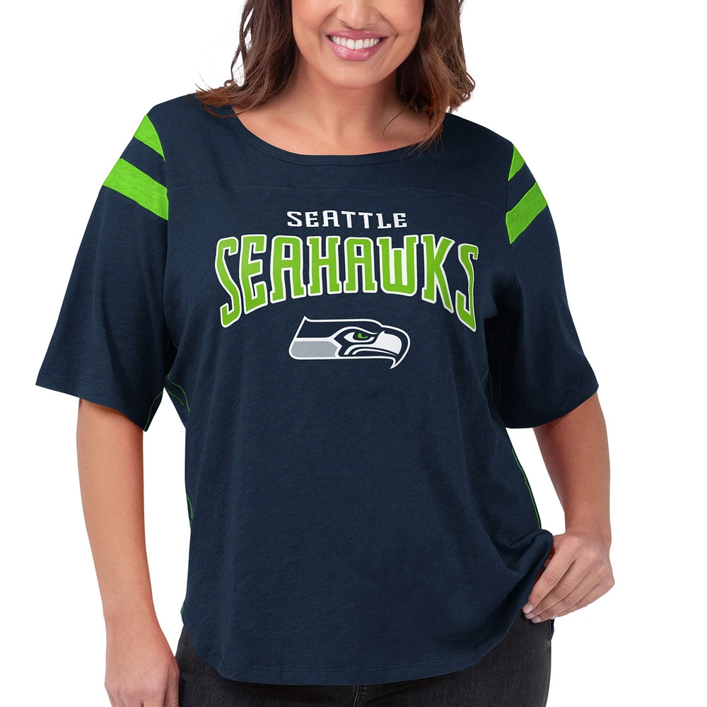 Women's G-III 4Her by Carl Banks College Navy Seattle Seahawks Plus Linebacker T-Shirt