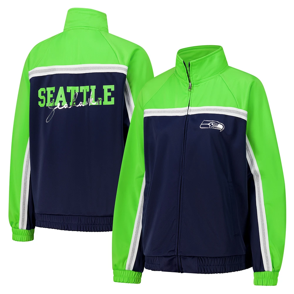 Veste de survêtement d'après-match entièrement zippée G-III 4Her by Carl Banks College Navy pour femme des Seattle Seahawks