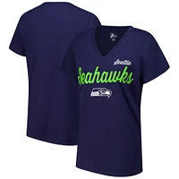 Women's G-III 4Her by Carl Banks College Navy Seattle Seahawks Post Season V-Neck T-Shirt