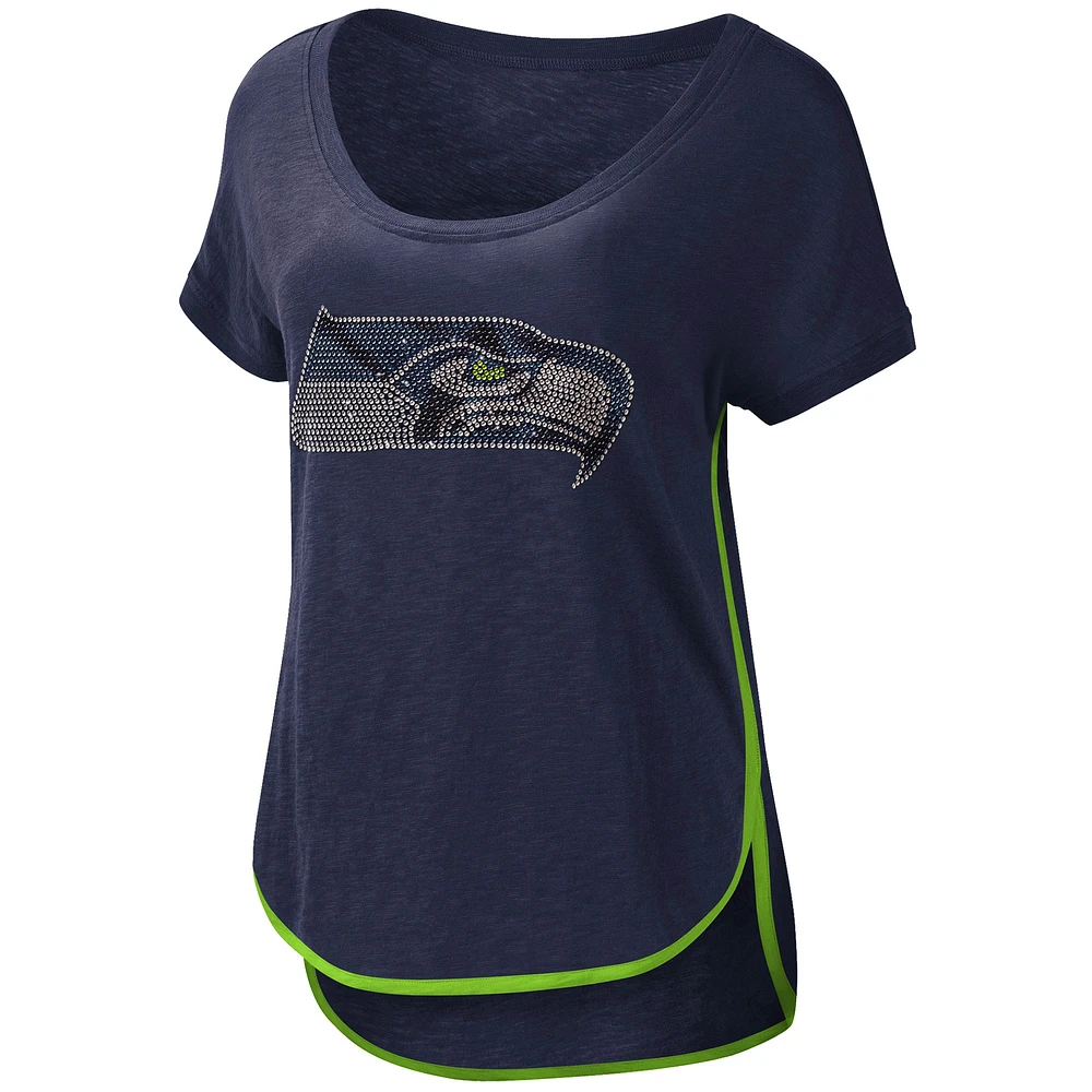 T-shirt à encolure dégagée pour femme G-III 4Her by Carl Banks College Navy Seattle Seahawks Rookie