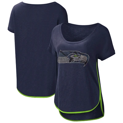 T-shirt à encolure dégagée pour femme G-III 4Her by Carl Banks College Navy Seattle Seahawks Rookie