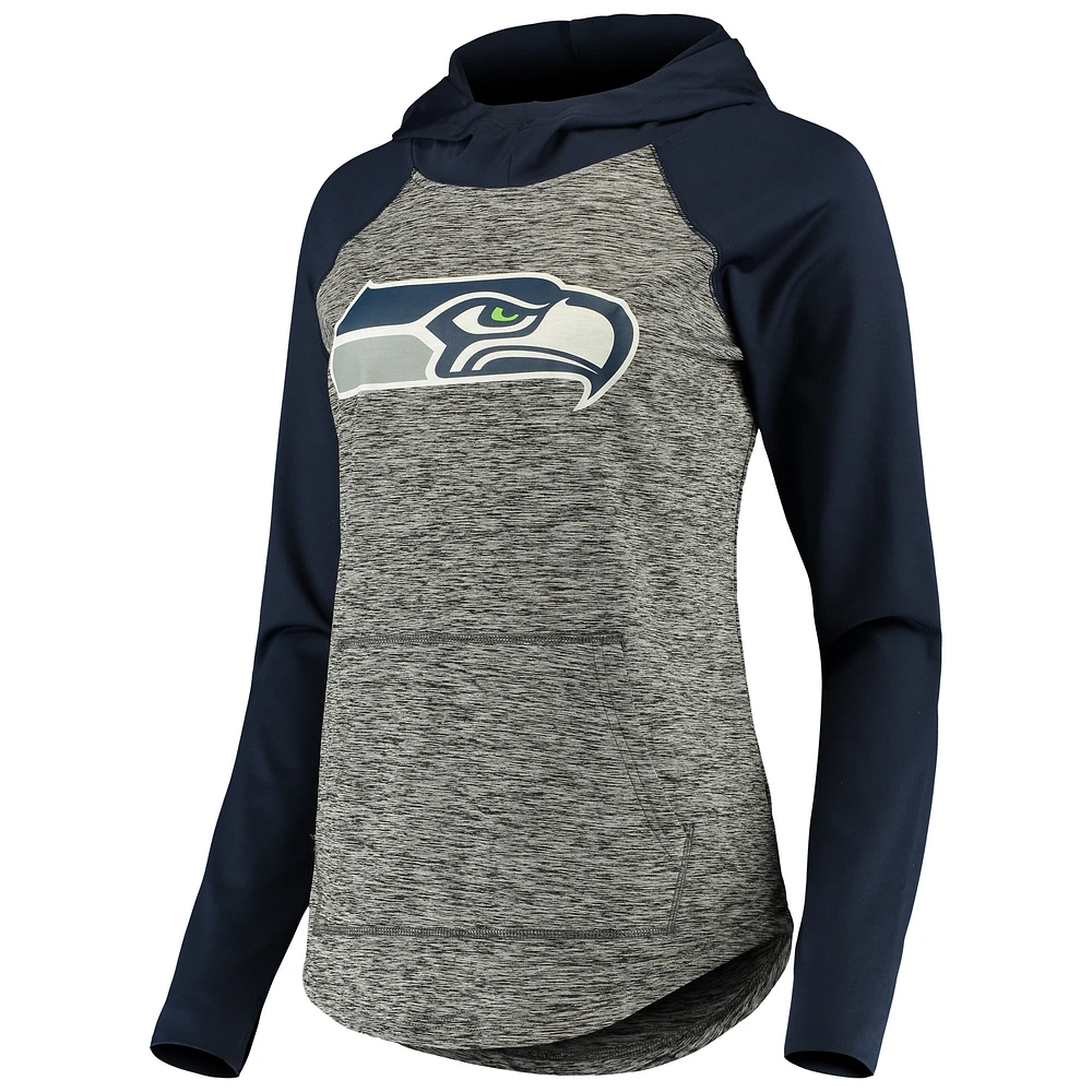 Sweat à capuche pour femme G-III 4Her by Carl Banks Heathered Grey/College Navy Seattle Seahawks Championship Ring