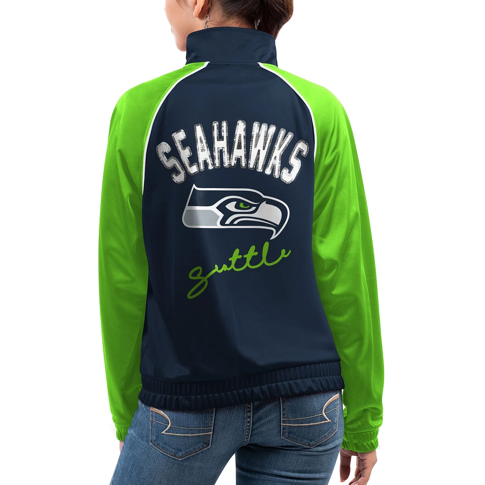 Women's G-III 4Her by Carl Banks Navy Seattle Seahawks Showup Fashion Dolman Full-Zip Track Jacket