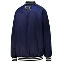 Veste bomber surdimensionnée à boutons-pression et strass pour femme Gameday Couture College Navy/White Seattle Seahawks