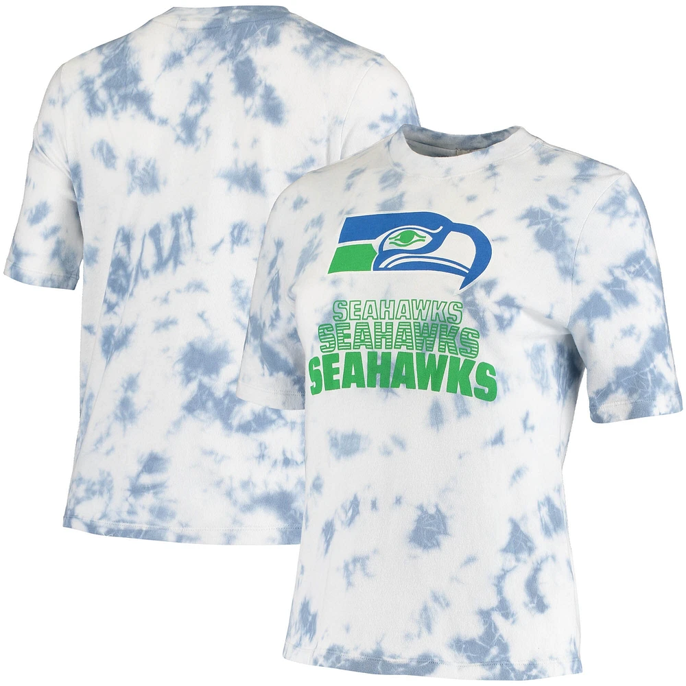 Women's Junk Food Royal Seattle Seahawks Team Spirit Tie-Dye T-Shirt