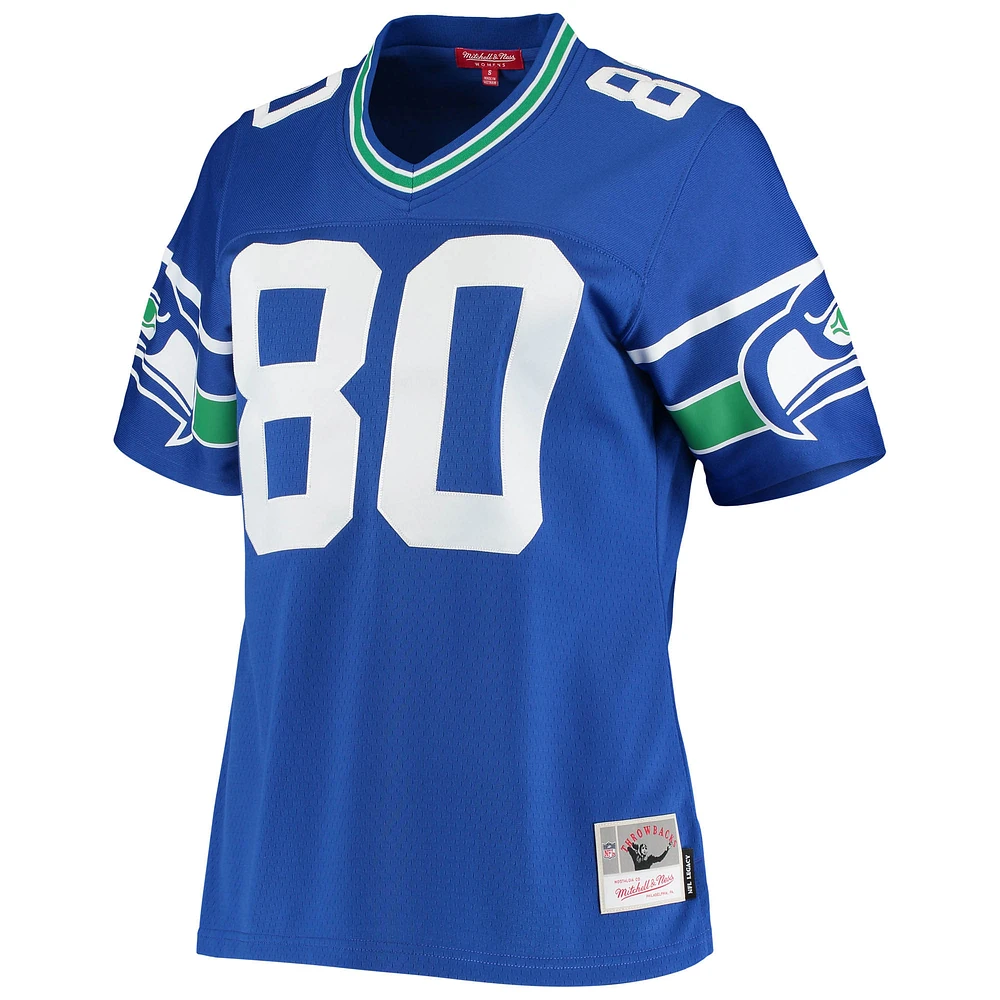 Maillot réplique Mitchell & Ness Steve Largent Royal Seattle Seahawks 1985 Legacy pour femme