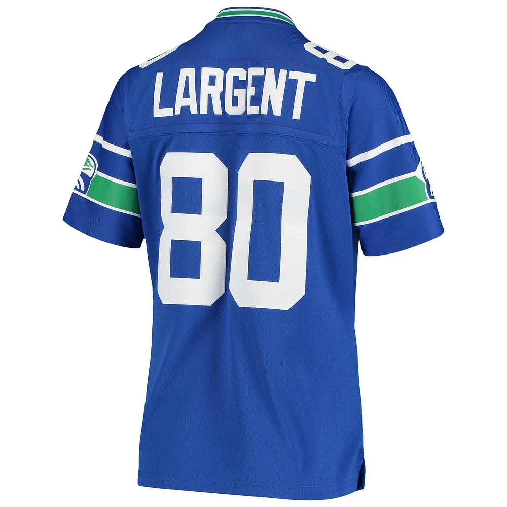 Maillot réplique Mitchell & Ness Steve Largent Royal Seattle Seahawks 1985 Legacy pour femme