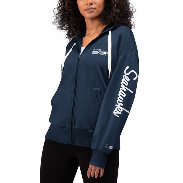 MSX by Michael Strahan College Navy Seattle Seahawks Emerson pour femme - Sweat à capuche avec fermeture éclair intégrale