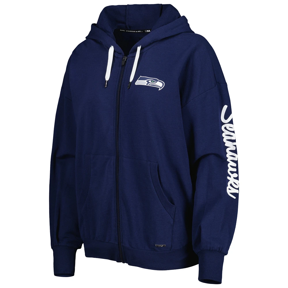 Women's MSX by Michael Strahan College Navy Seattle Seahawks Emerson - Full-Zip Hoodie
