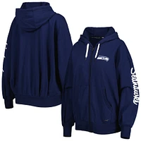 Sweat à capuche léger entièrement zippé MSX by Michael Strahan College Navy Seattle Seahawks Emerson pour femme