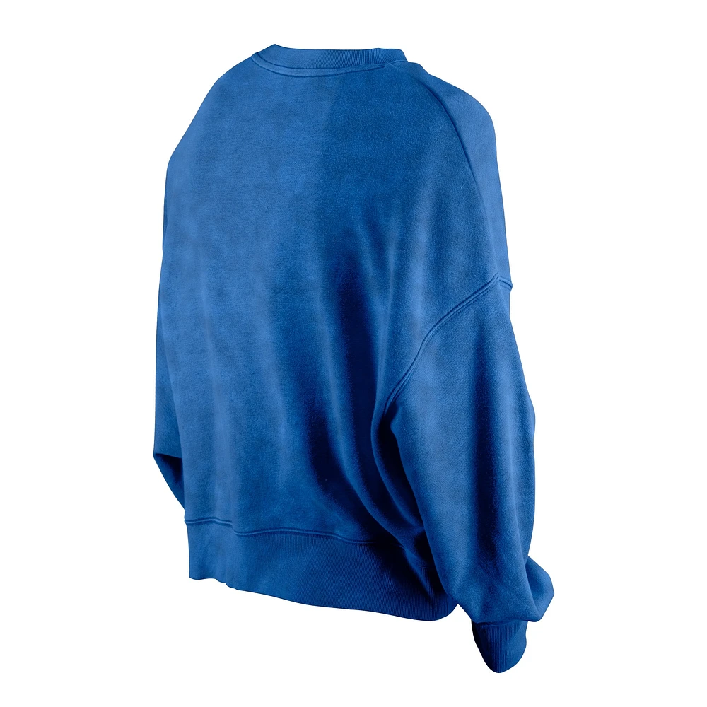 Women's New Era Blue Seattle Seahawks Throwback Boxy Sweatshirt