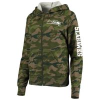 Women's New Era Camo Seattle Seahawks Raglan Full-Zip Hoodie