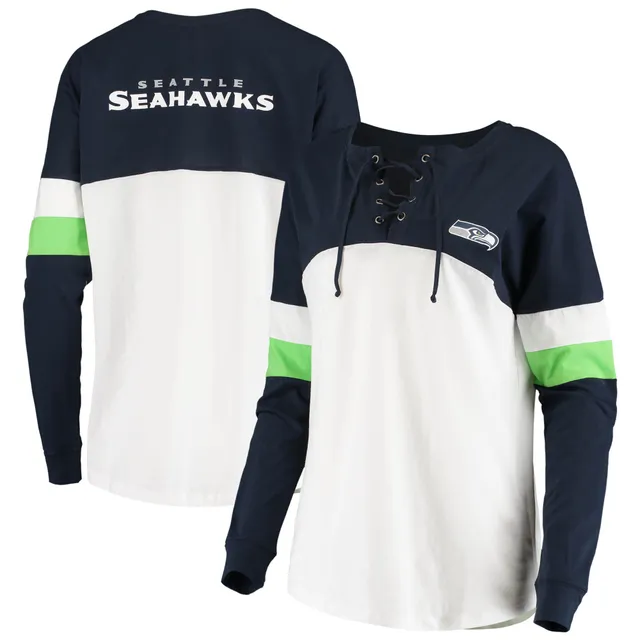 Lids Seattle Seahawks New Era Women's Legacy Lace-Up Raglan T-Shirt -  Royal/Green