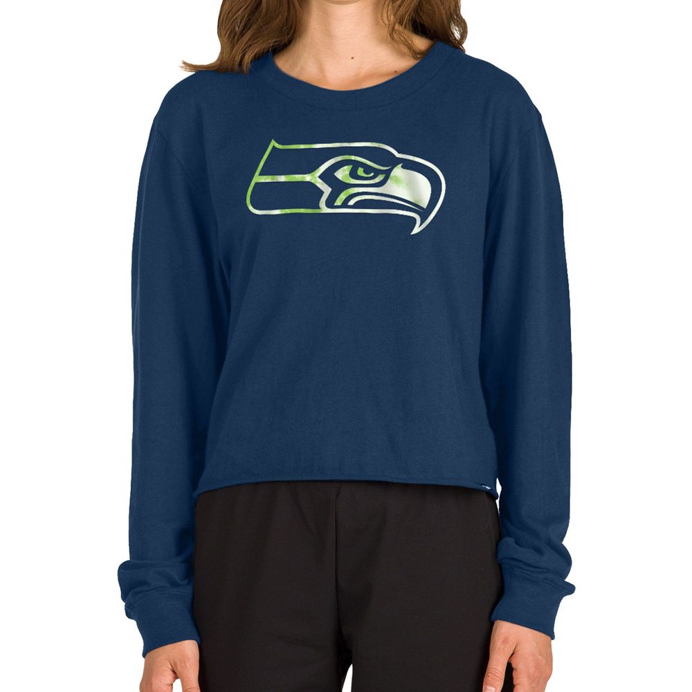 Seattle Seahawks Shirt Womens Large Long Sleeve Blue Crew Neck