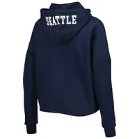 Women's New Era College Navy Seattle Seahawks Foil Sleeve Pullover Hoodie