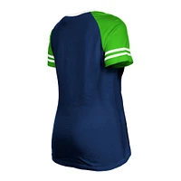 Women's New Era College Navy Seattle Seahawks Raglan Lace-Up T-Shirt