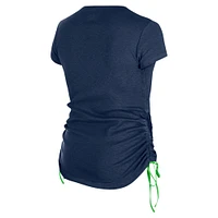 T-shirt froncé sur le côté des Seattle Seahawks New Era College Navy pour femme