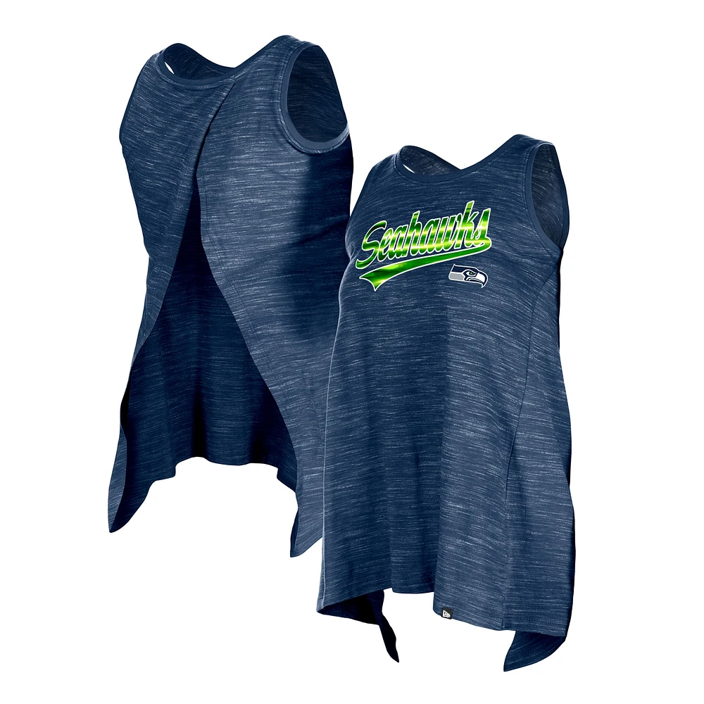 Women's New Era College Navy Seattle Seahawks  Space Dye Active Tank Top