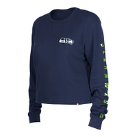 Women's New Era College Navy Seattle Seahawks Thermal Crop Long Sleeve T-Shirt