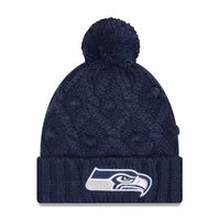 Women's New Era College Navy Seattle Seahawks Toasty Cuffed Pom Knit - Hat