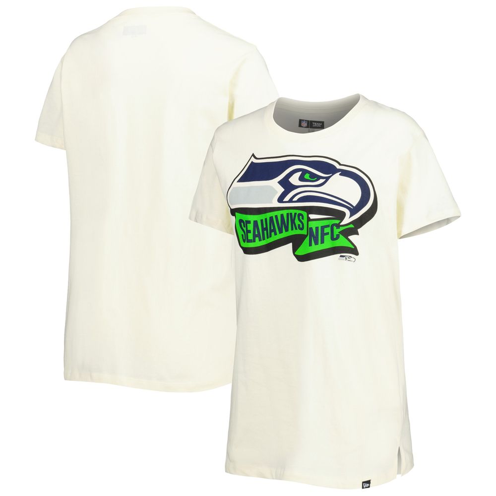 Women's New Era Cream Seattle Seahawks Chrome Sideline T-Shirt