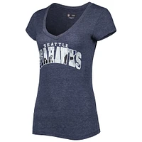 Women's New Era Heathered College Navy Seattle Seahawks Training Camp V-Neck T-Shirt
