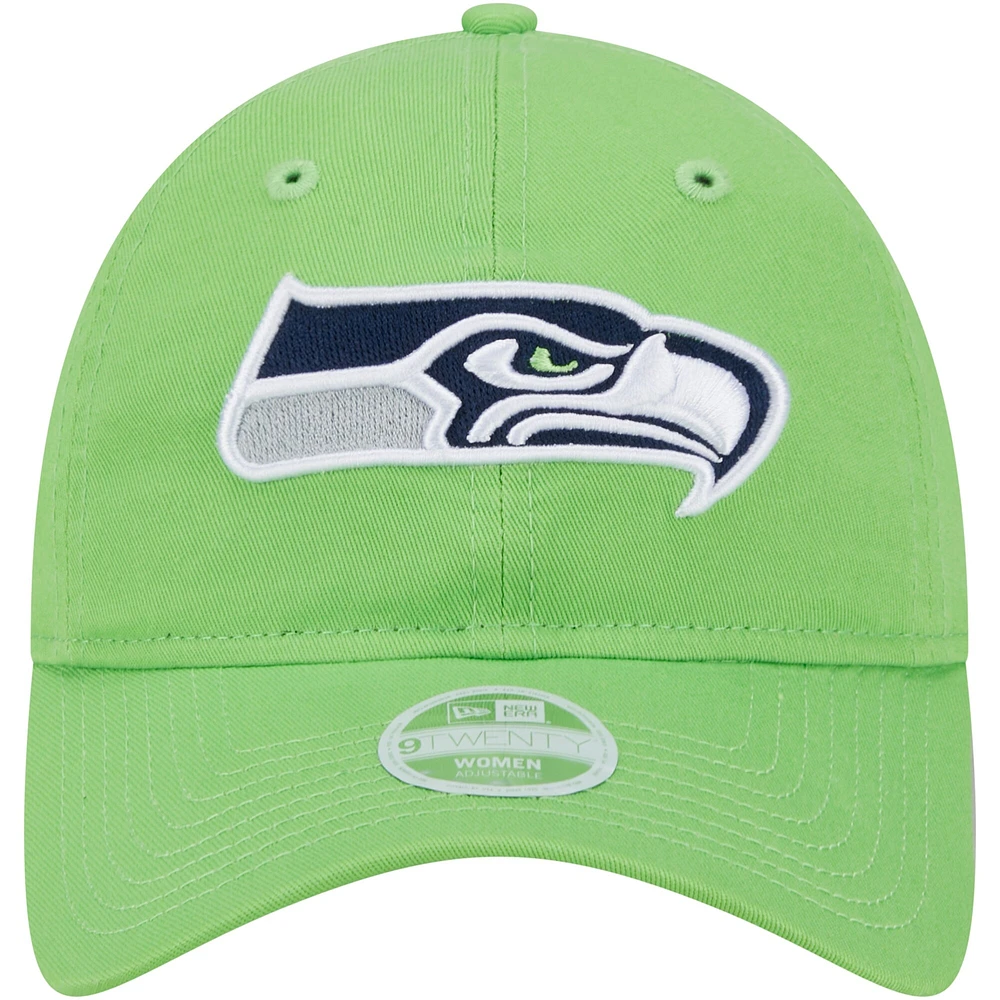 Women's New Era Neon Green Seattle Seahawks Main Core Classic 2.0 9TWENTY Adjustable Hat