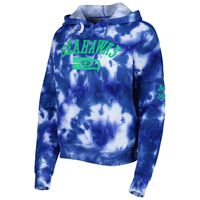 Women's New Era Royal Seattle Seahawks Cloud Dye Fleece Pullover Hoodie