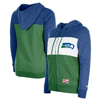 Women's New Era Royal Seattle Seahawks Color-Block Full-Zip Hoodie