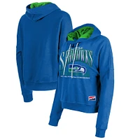 Sweat à capuche manches longues et col rond Royal Seattle Seahawks de New Era pour femme