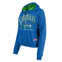 Sweat à capuche manches longues et col rond Royal Seattle Seahawks de New Era pour femme
