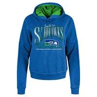 Sweat à capuche manches longues et col rond Royal Seattle Seahawks de New Era pour femme