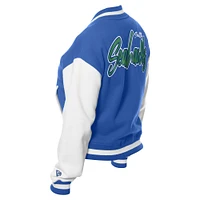 Veste polaire à boutons-pression Royal Seattle Seahawks Throwback de New Era pour femme