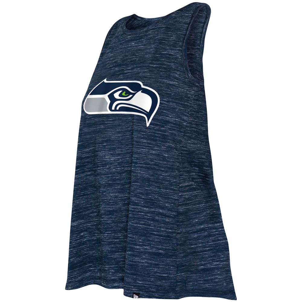 Seattle Seahawks New Era Women's Reverse Space-Dye Back-Knot Tank Top -  College Navy