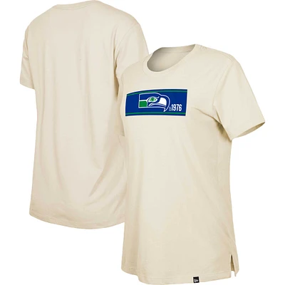 Women's New Era  Tan Seattle Seahawks Third Down Historic T-Shirt